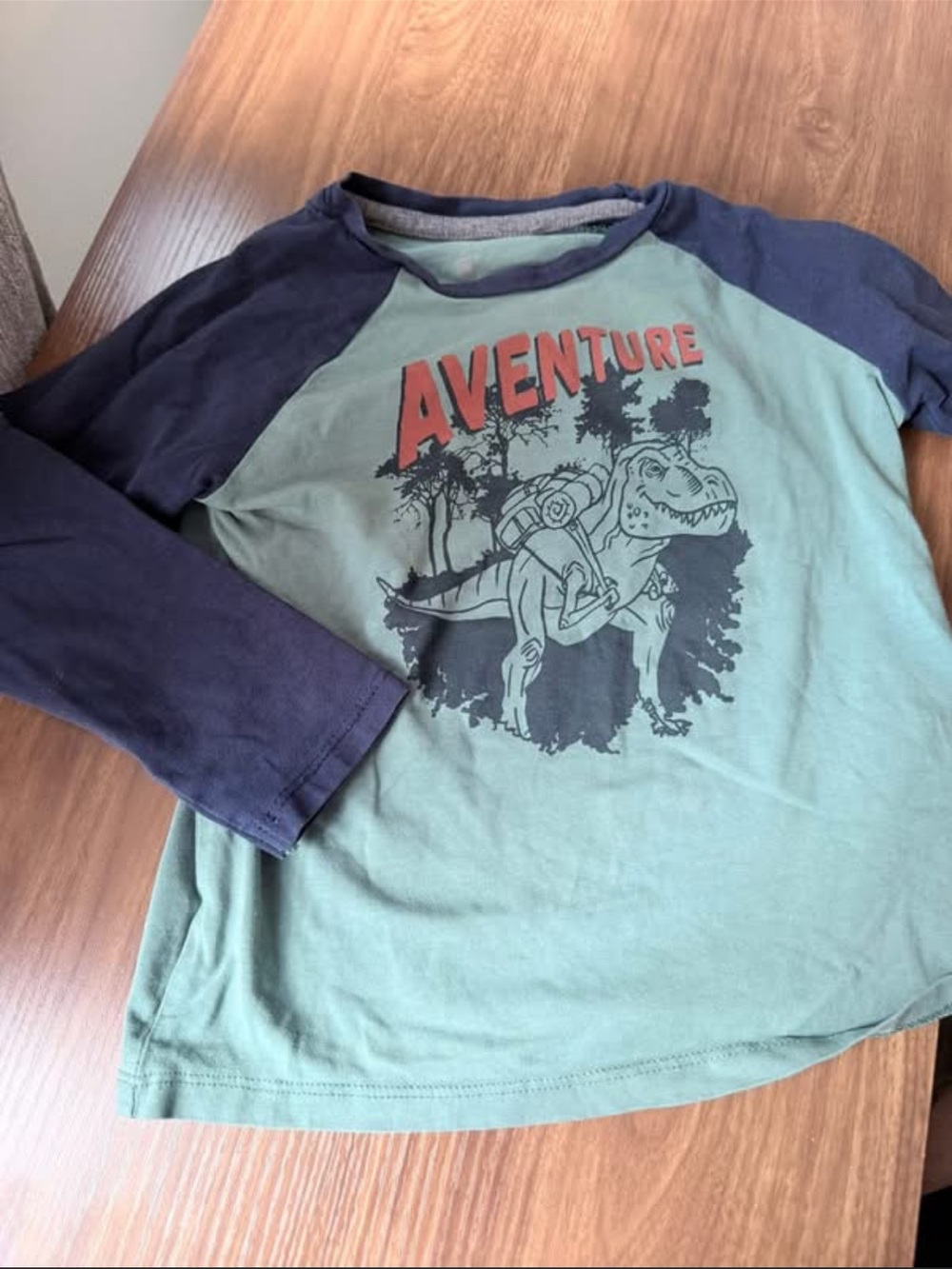 3T - TAG - Kids' Adventure Dino Raglan Long-Sleeve Shirt - Green/Navy